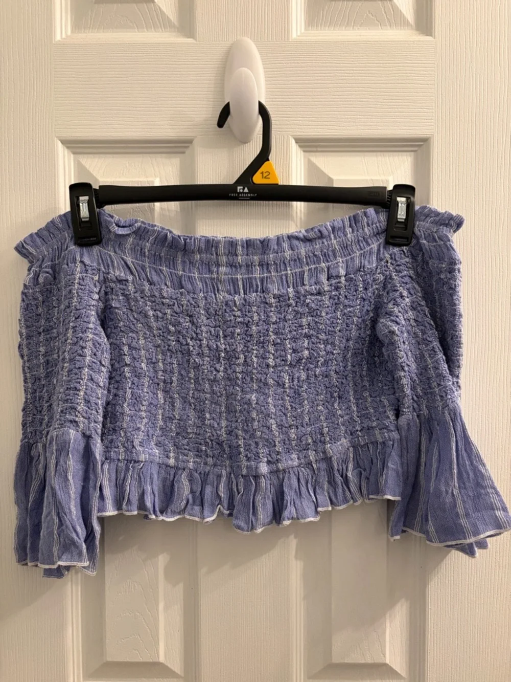 Free People Smocked Off-Shoulder Crop Top - Picture 4 of 10